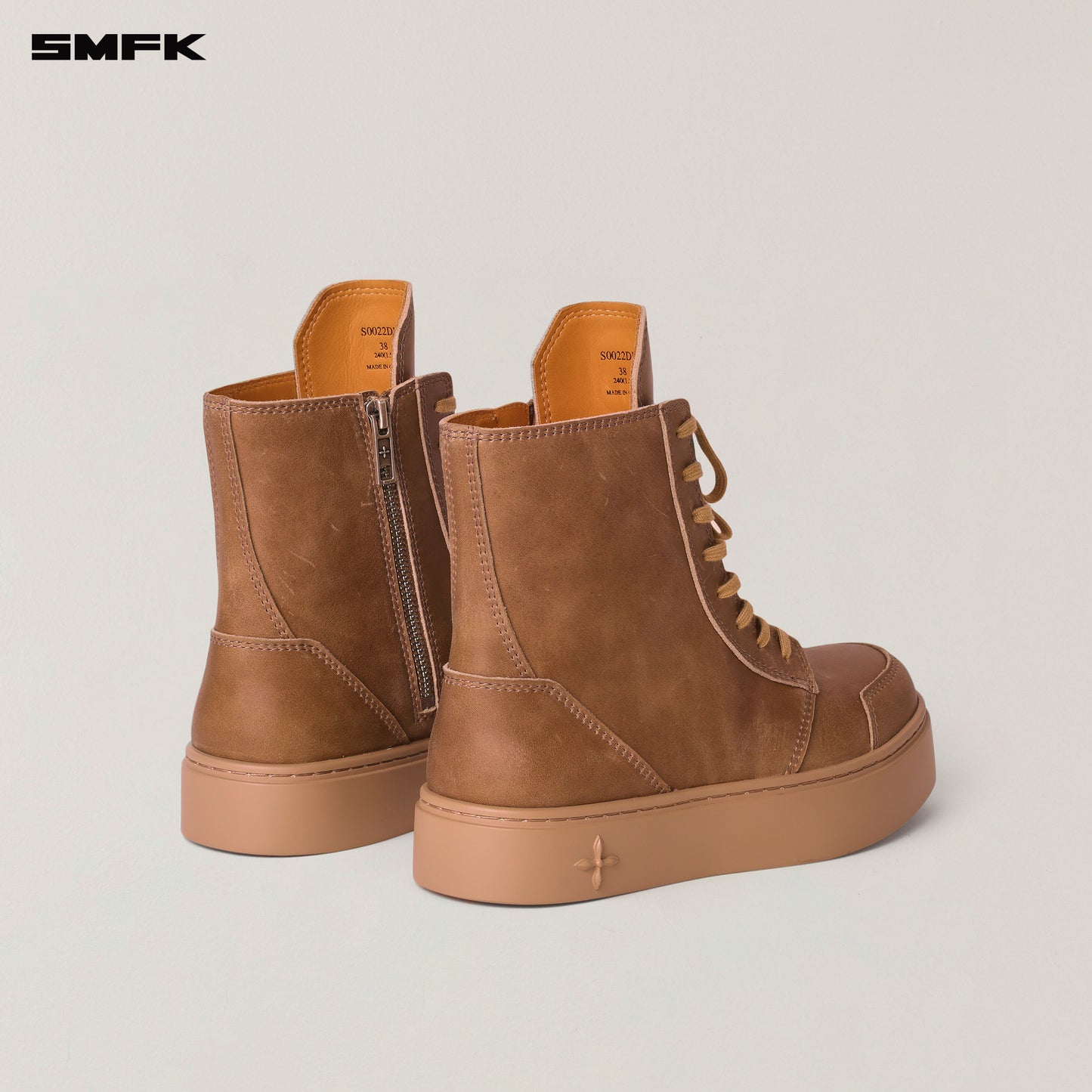 COMPASS RUSH Leather Sneaker/High Wild Horse Brown