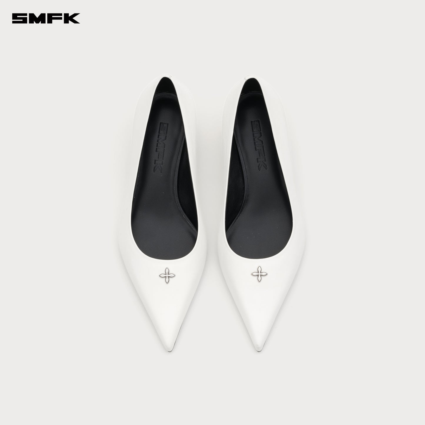 COMPASS RIVET Classic Leather High Heels 3cm Alpine White