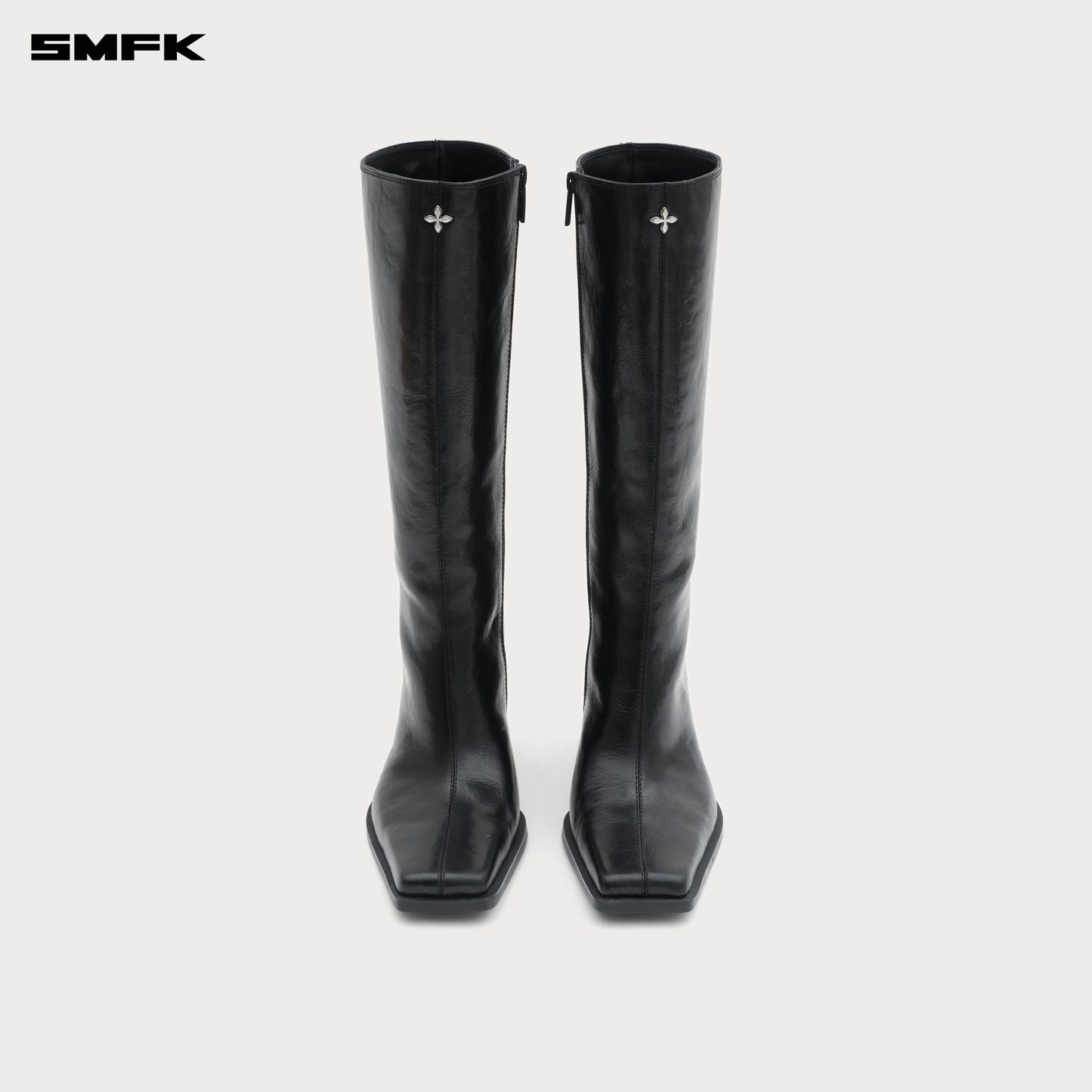 COMPASS STAGE Leather High Boots Midnight Black