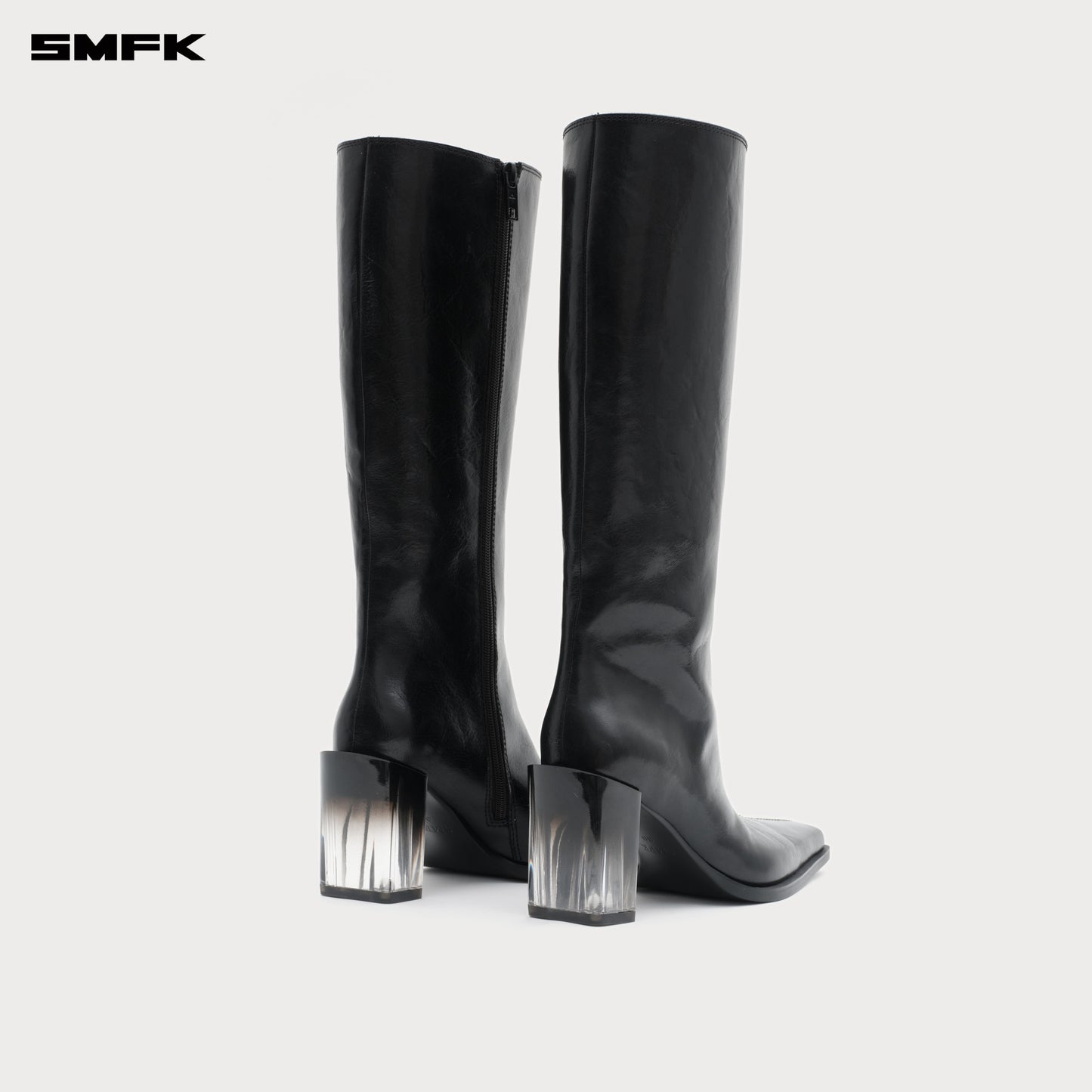 COMPASS STAGE Leather High Boots Midnight Black