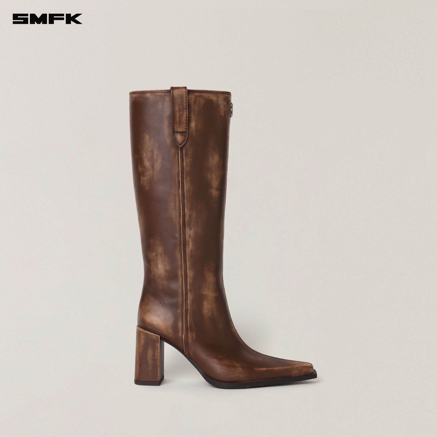 COMPASS BADGE SWORD Leather High-heel Boots/Patina
 Wild Horse Brown Patina