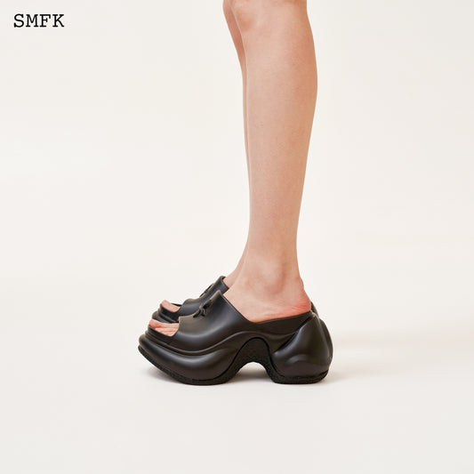 COMPASS WAVE High-heeled Bumper Sandals Wilderness Black