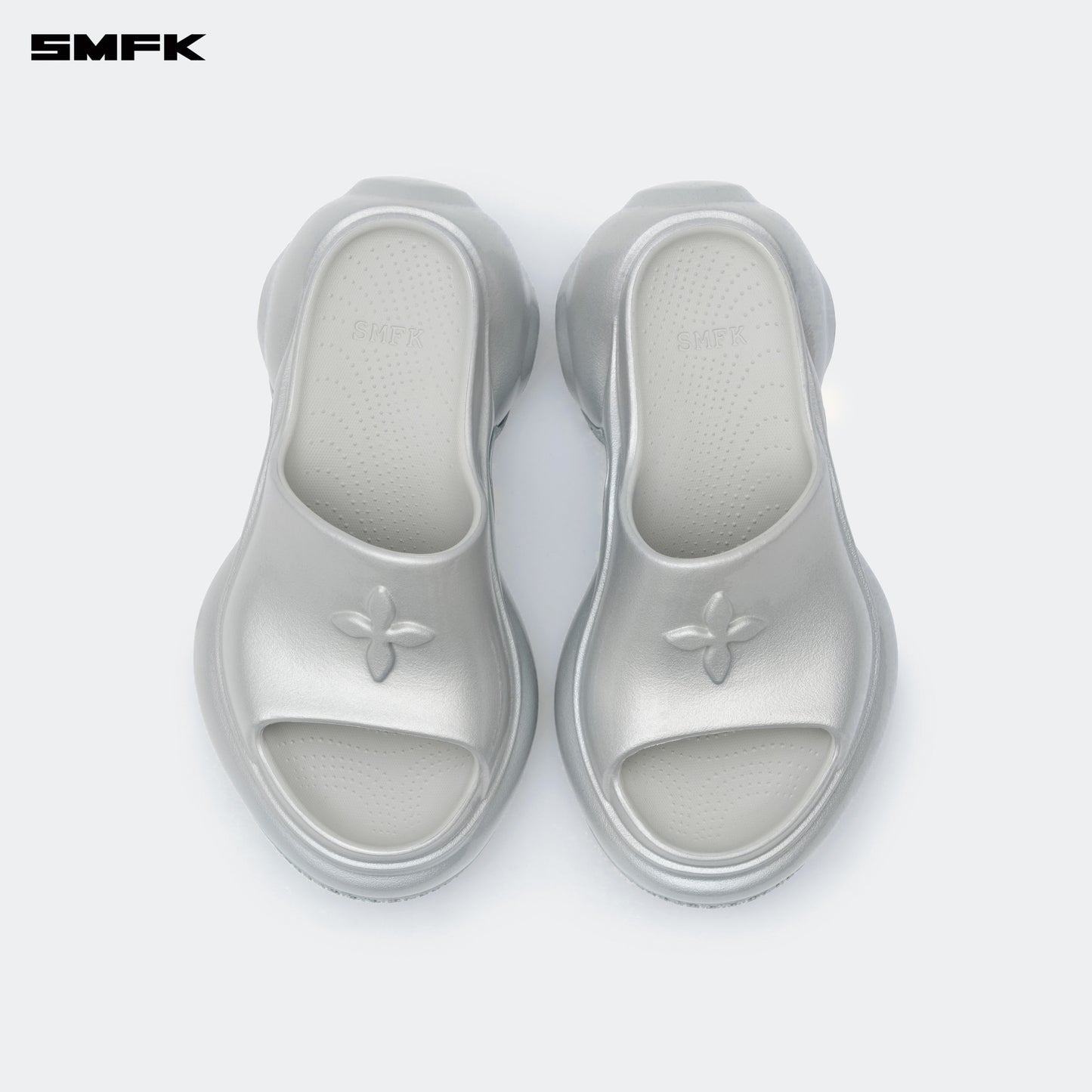 COMPASS WAVE High-Heel Bumper Sandals Stardust Silver