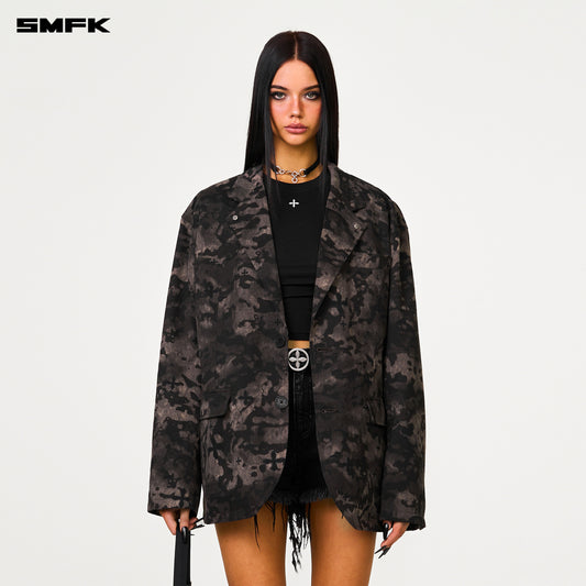 COMPASS Black Camouflage Garden Oversized Blazer Shadow Garden Camo