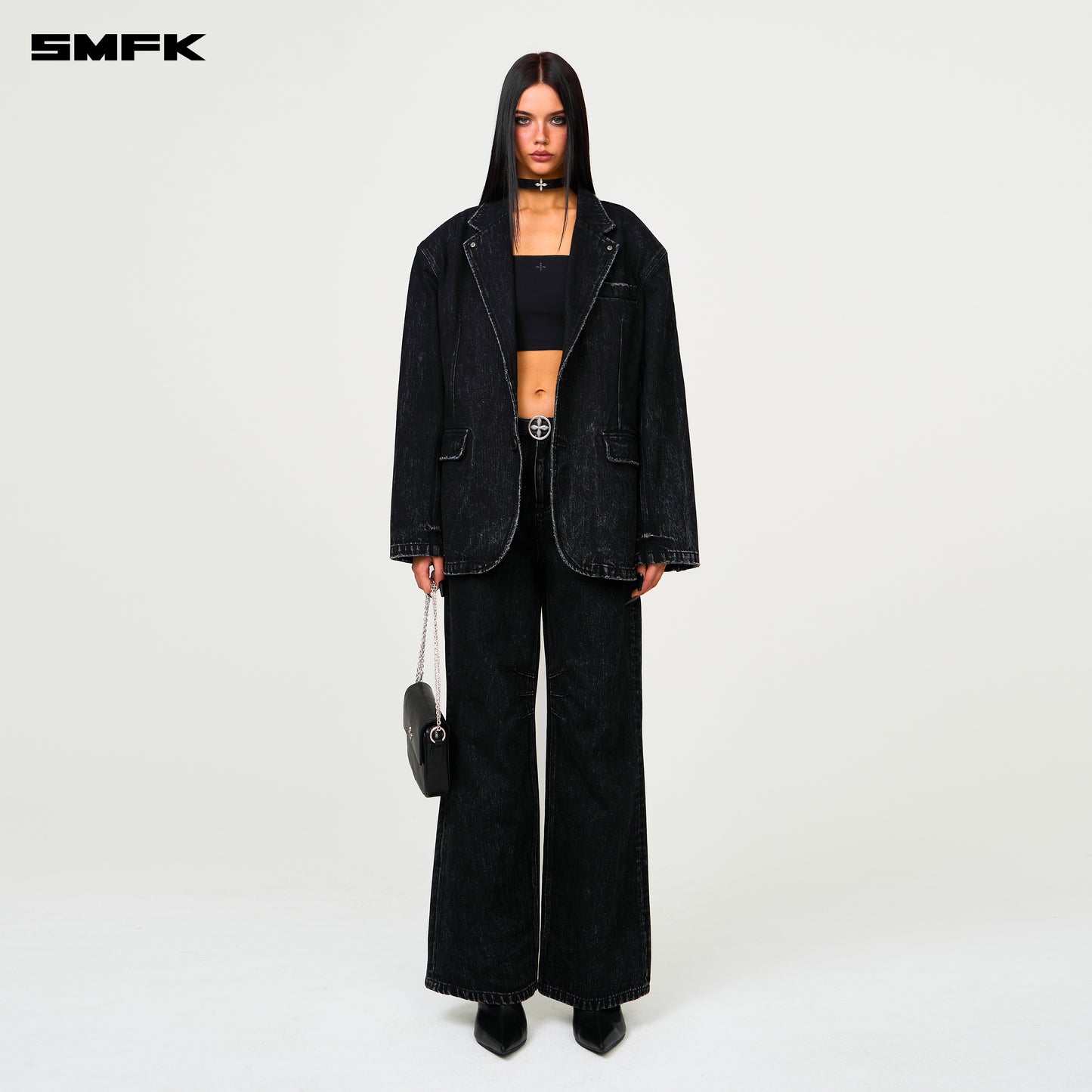 COMPASS WILD Oversized Blazer Onyx Denim