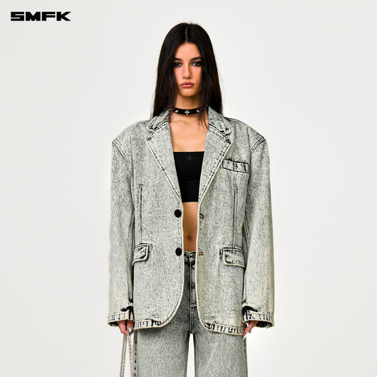 COMPASS Classic Denim Blazer Snow Blossom