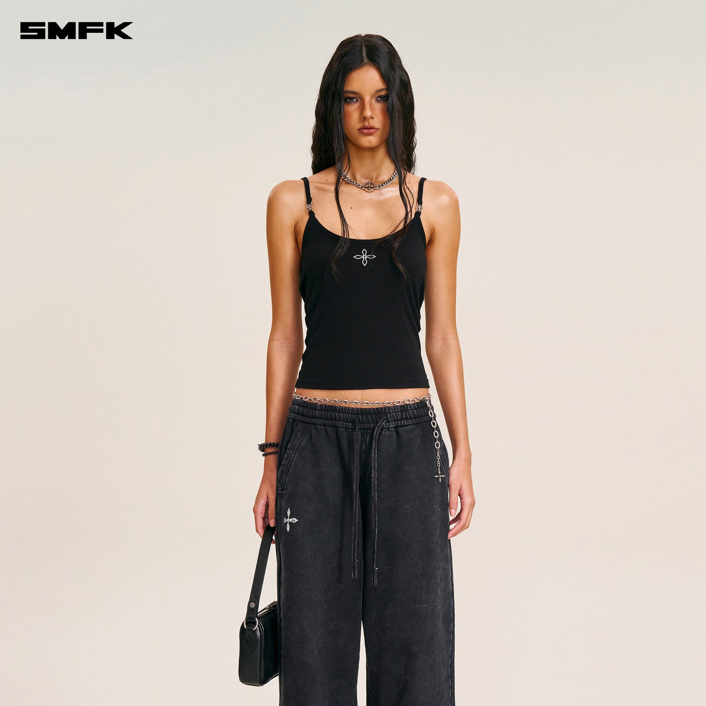 COMPASS STAMP ACETATE BODY CAMISOLE Wilderness Black