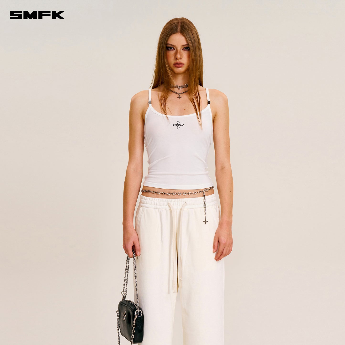 COMPASS STAMP ACETATE BODY CAMISOLE Alpine White