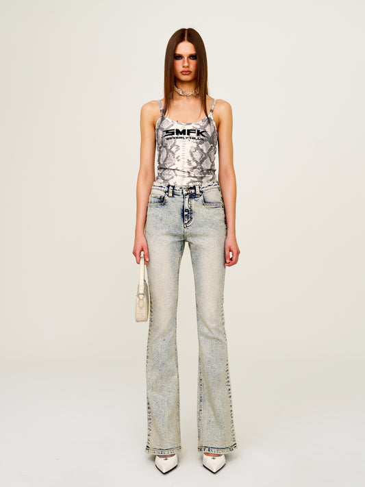 FUTURE MIRAGE Serpent Print Sports Strap Top (Beverly Hills Edition) Ivory Serpent
