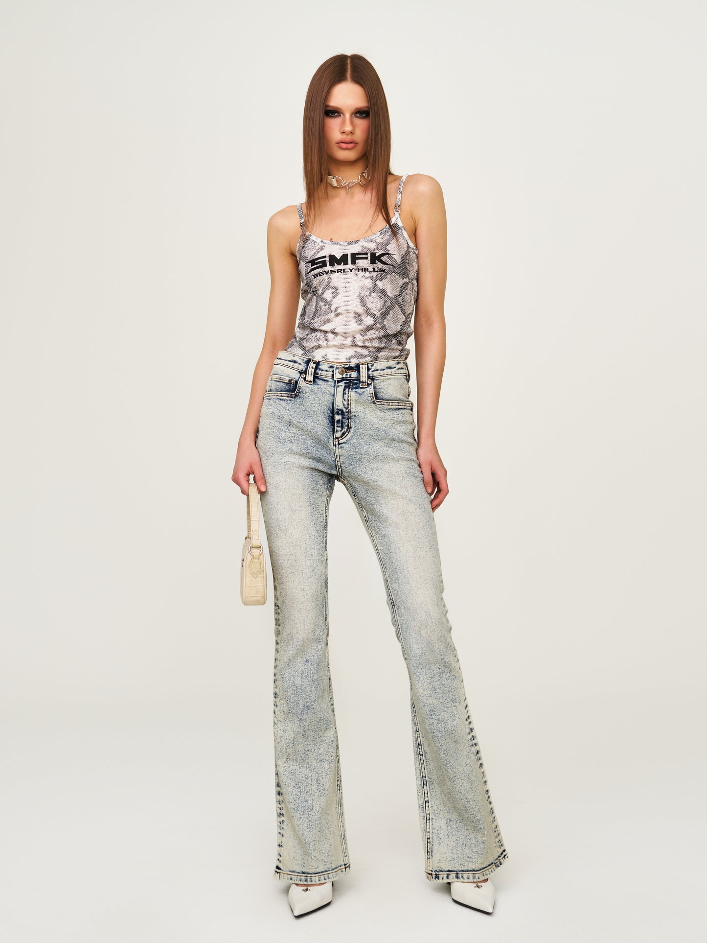 FUTURE MIRAGE Serpent Print Sports Strap Top (Beverly Hills Edition) Ivory Serpent