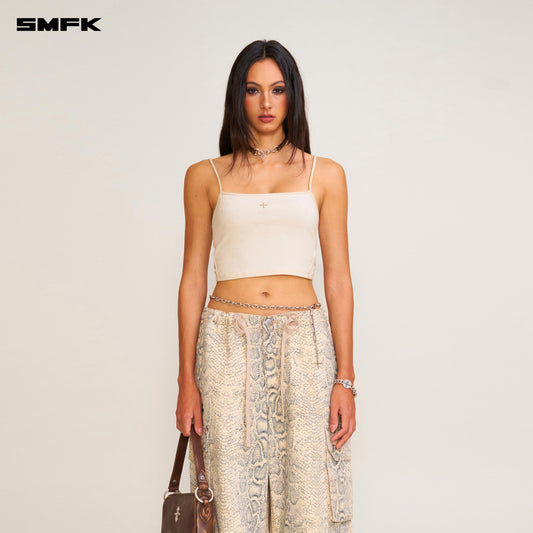 VINTAGE STORM Fade Dye Short Camisole Fading White