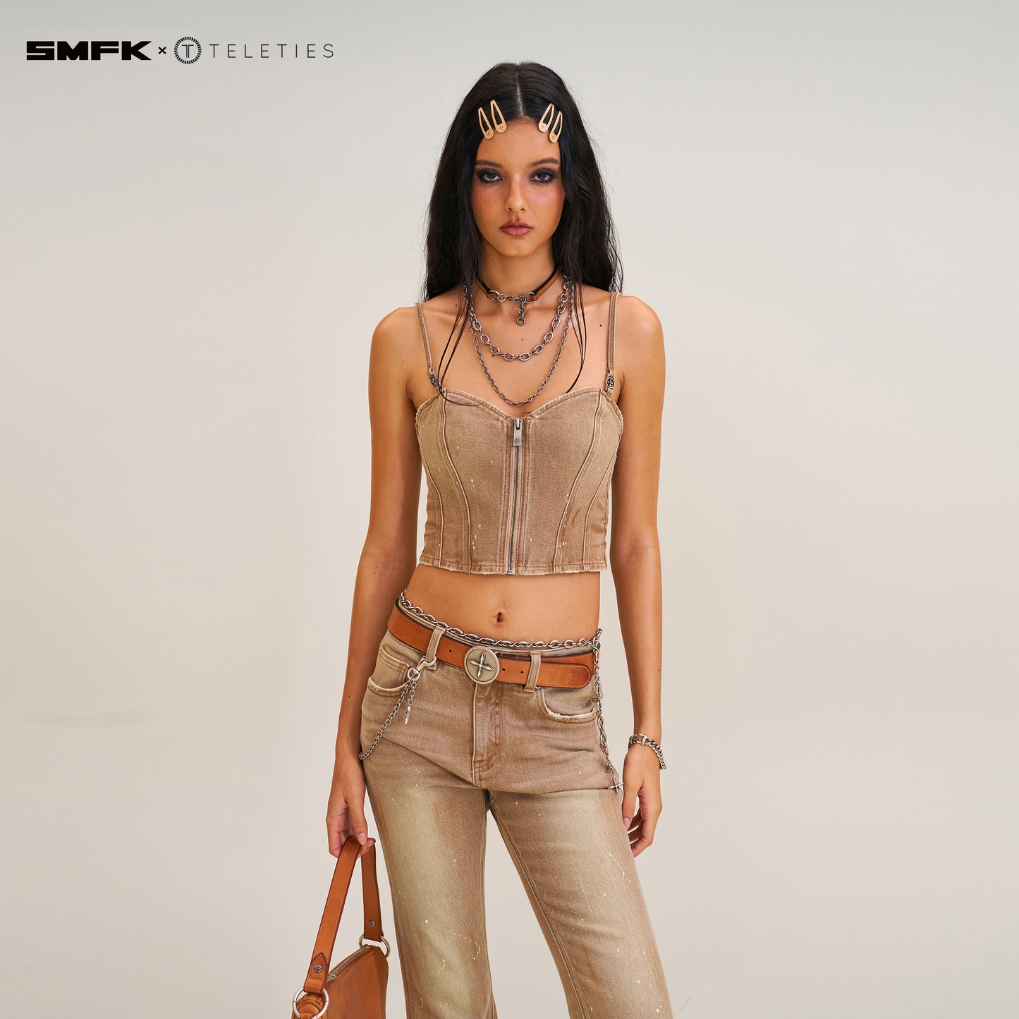 SMFK X TELETIES Snap Clips Sandy Khaki