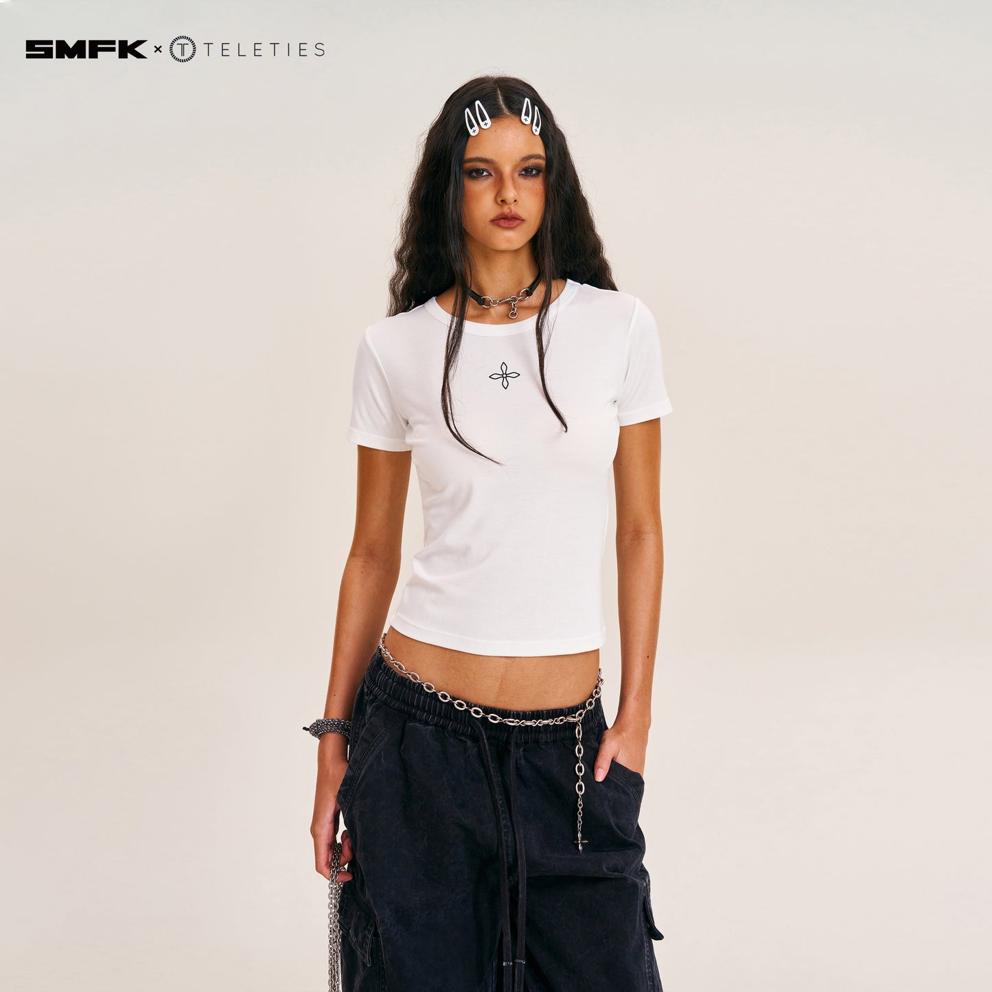 SMFK X TELETIES Snap Clips White