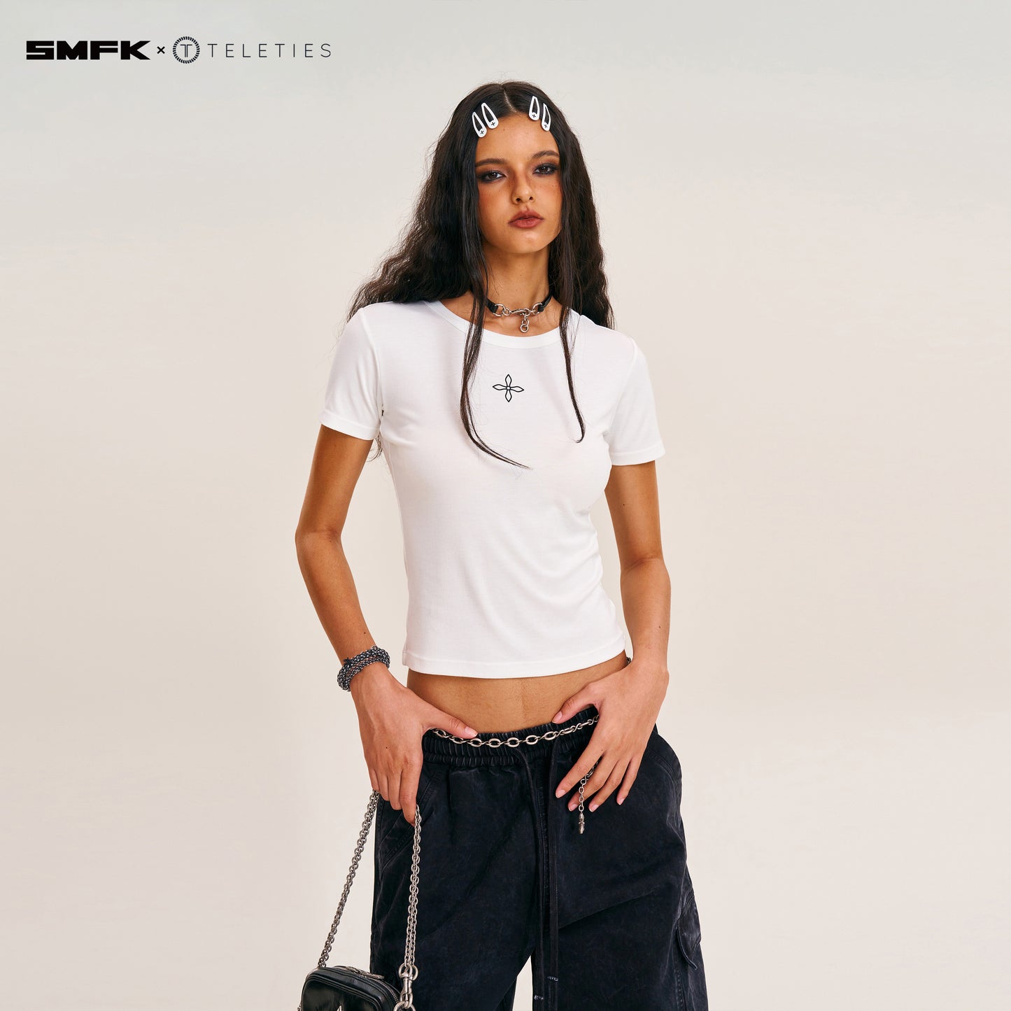 SMFK X TELETIES Snap Clips White