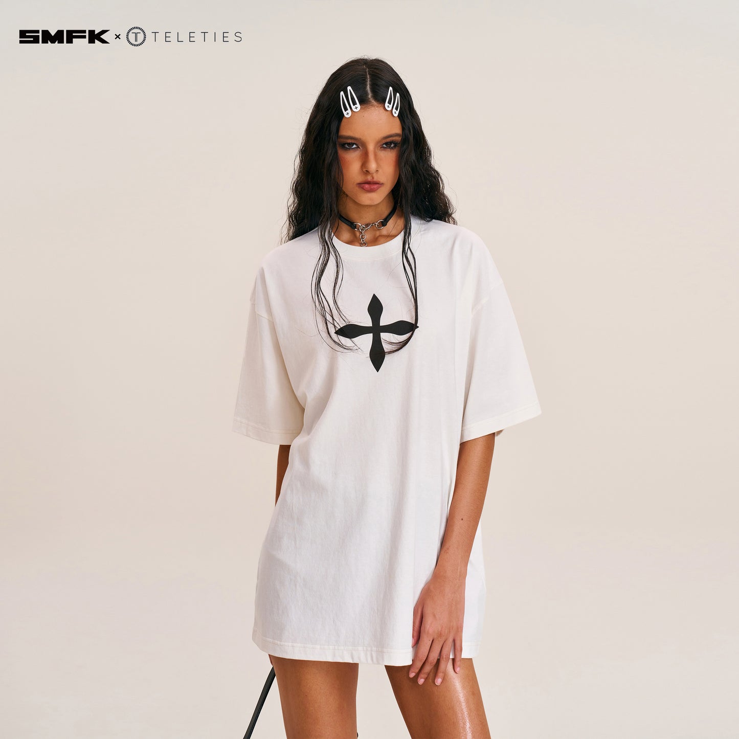 SMFK X TELETIES Snap Clips White