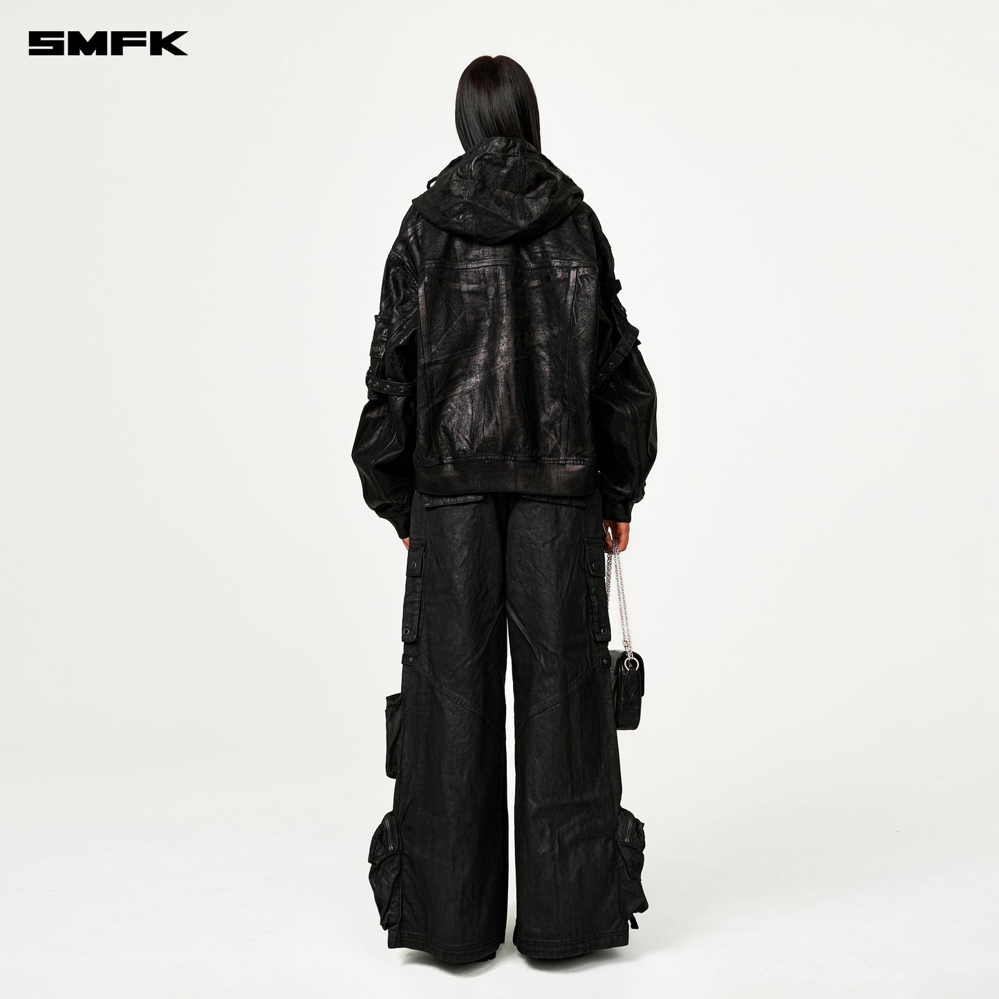 COMPASS Tarpan Waxed Denim Hoodie Jacket Lightning Black