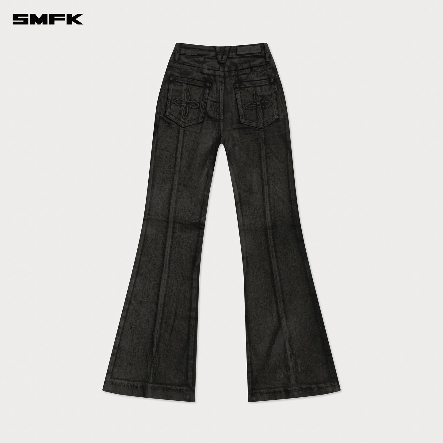 COMPASS WILD Lightning Waxed Flare Jeans Lightning Black