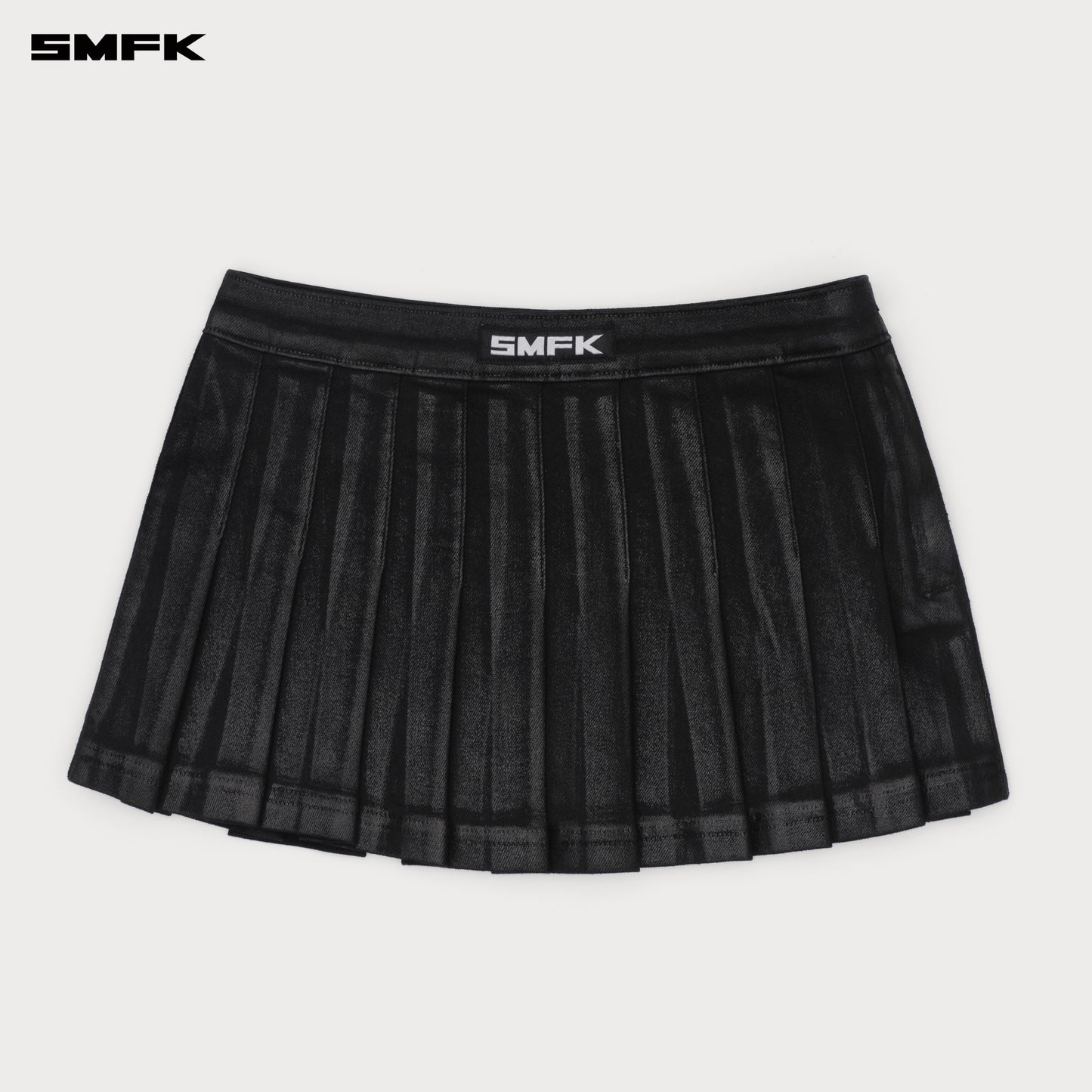 COMPASS WILD Lightning Denim Pleated Skirt Lightning Black