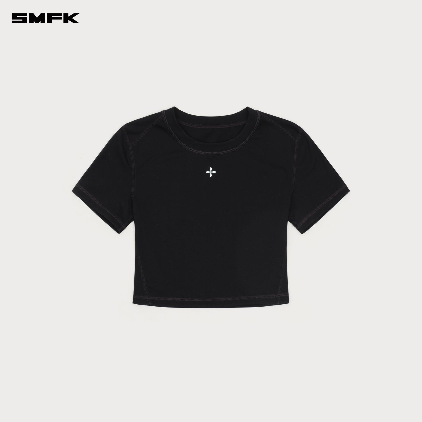 COMPASS WAVE Body-shaping Skin Crop Tee Wilderness Black