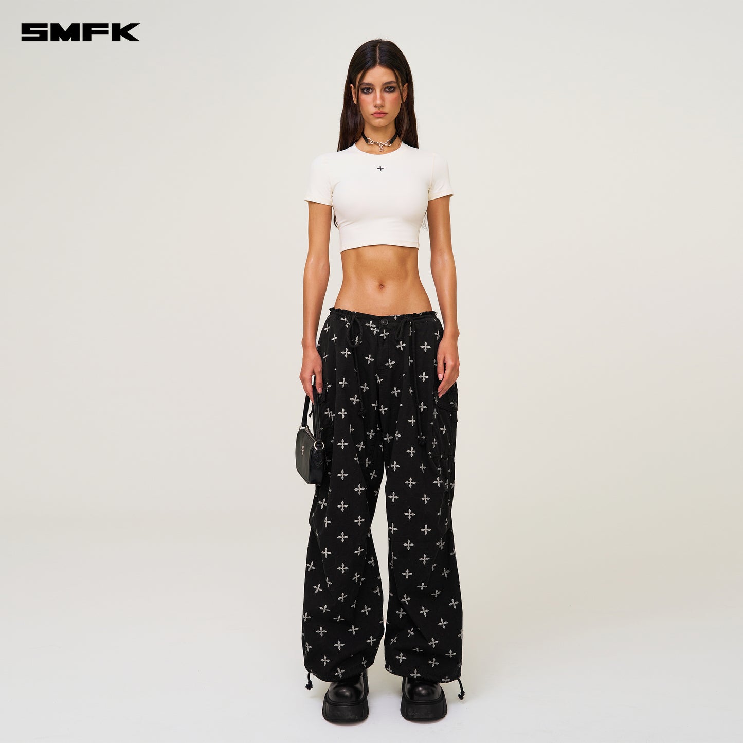 COMPASS WAVE Body-shaping Skin Crop Tee Alpine White
