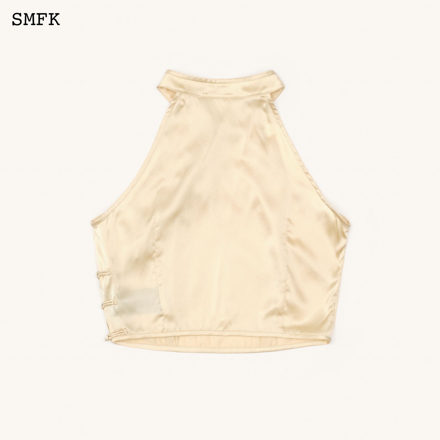 COMPASS Traditional Slanting Knotted Button Silk Vest Classic Nude