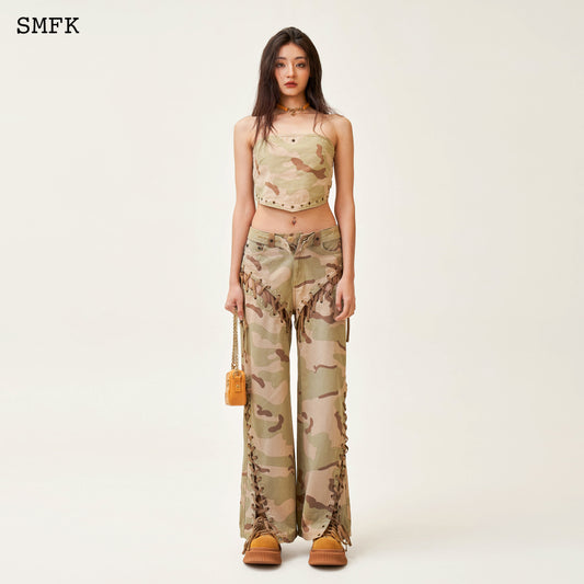 Ancient Myth Temple Garden Bandeau Tube Top Desert Camouflage